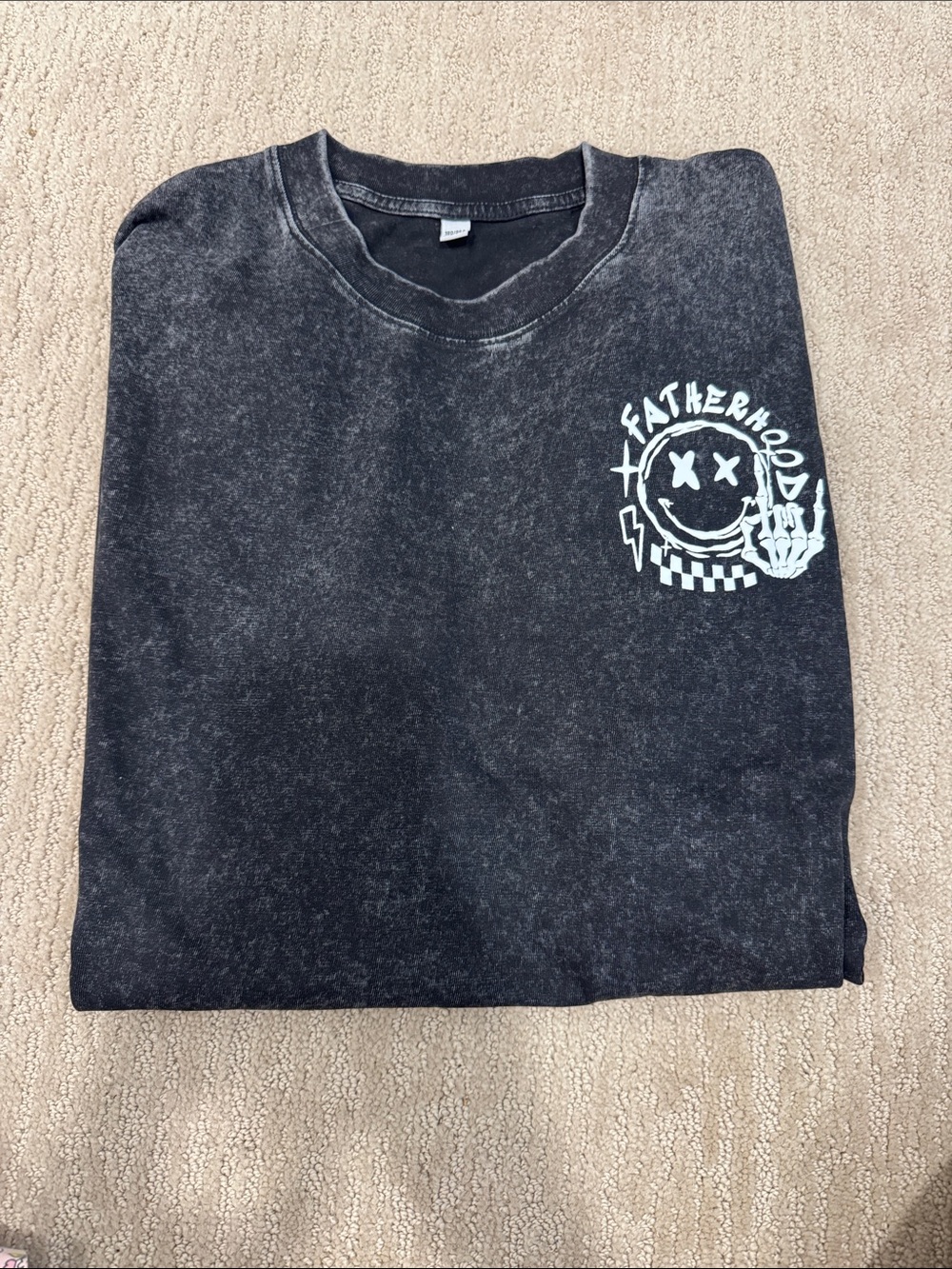 Graphic Crewneck Fatherhood Tee with Skull bones